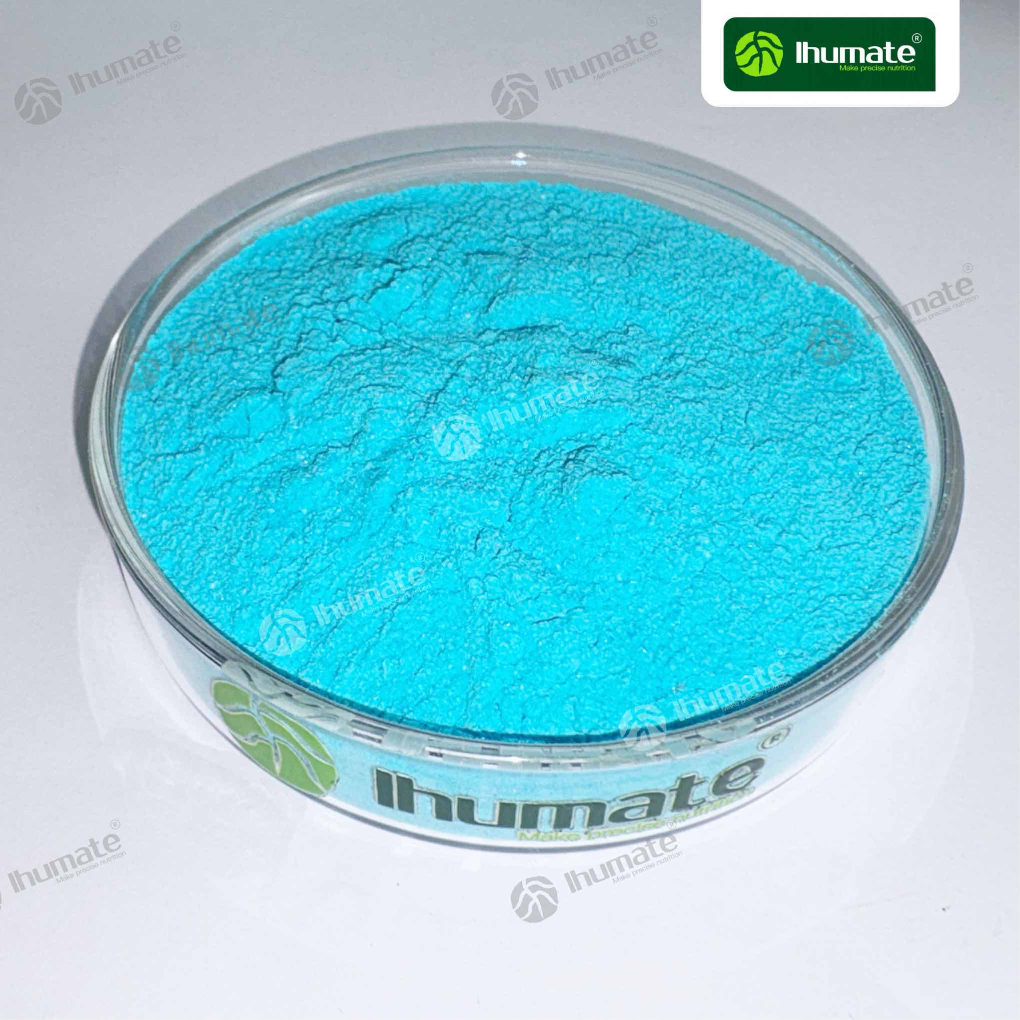 Ihumate Copper Glycinate powder petri dish close-up showing fine and uniform appearance