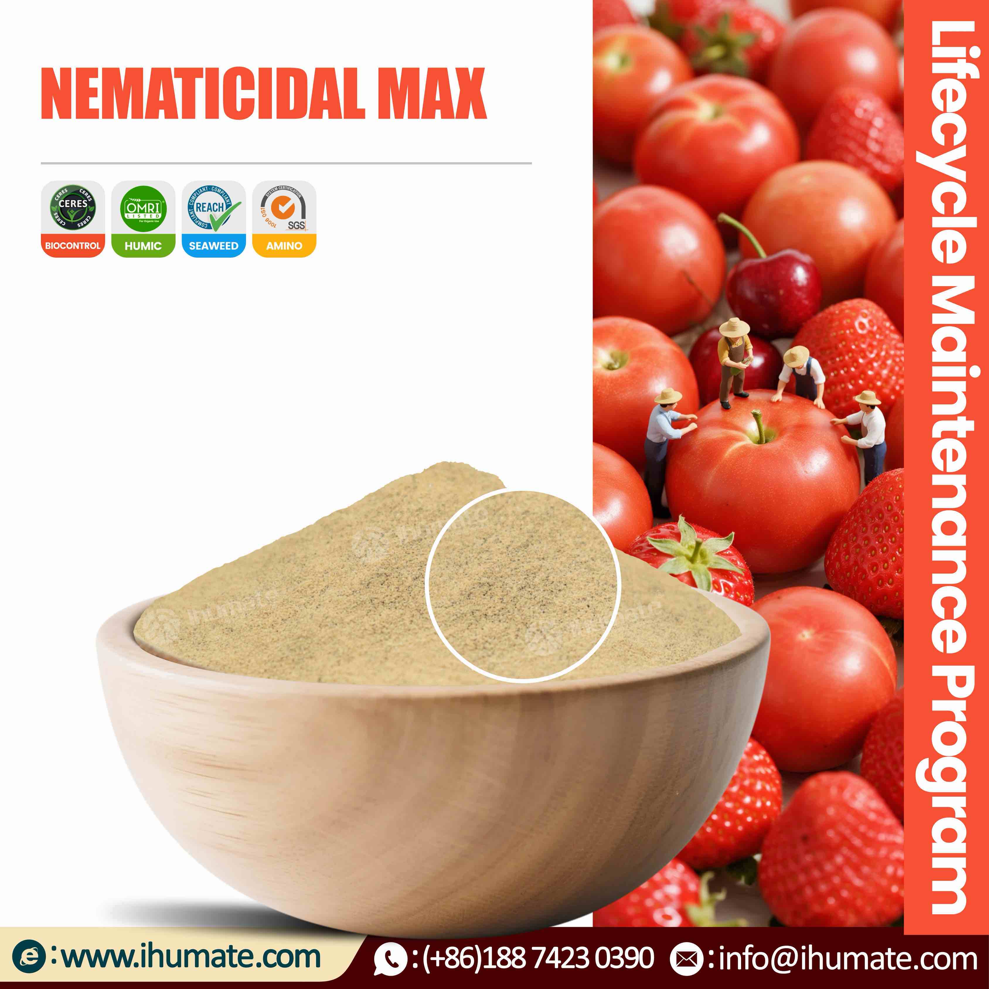Display of Ihumate Nematicidal-Max in a bowl, showing uniform high-activity granules for precise application