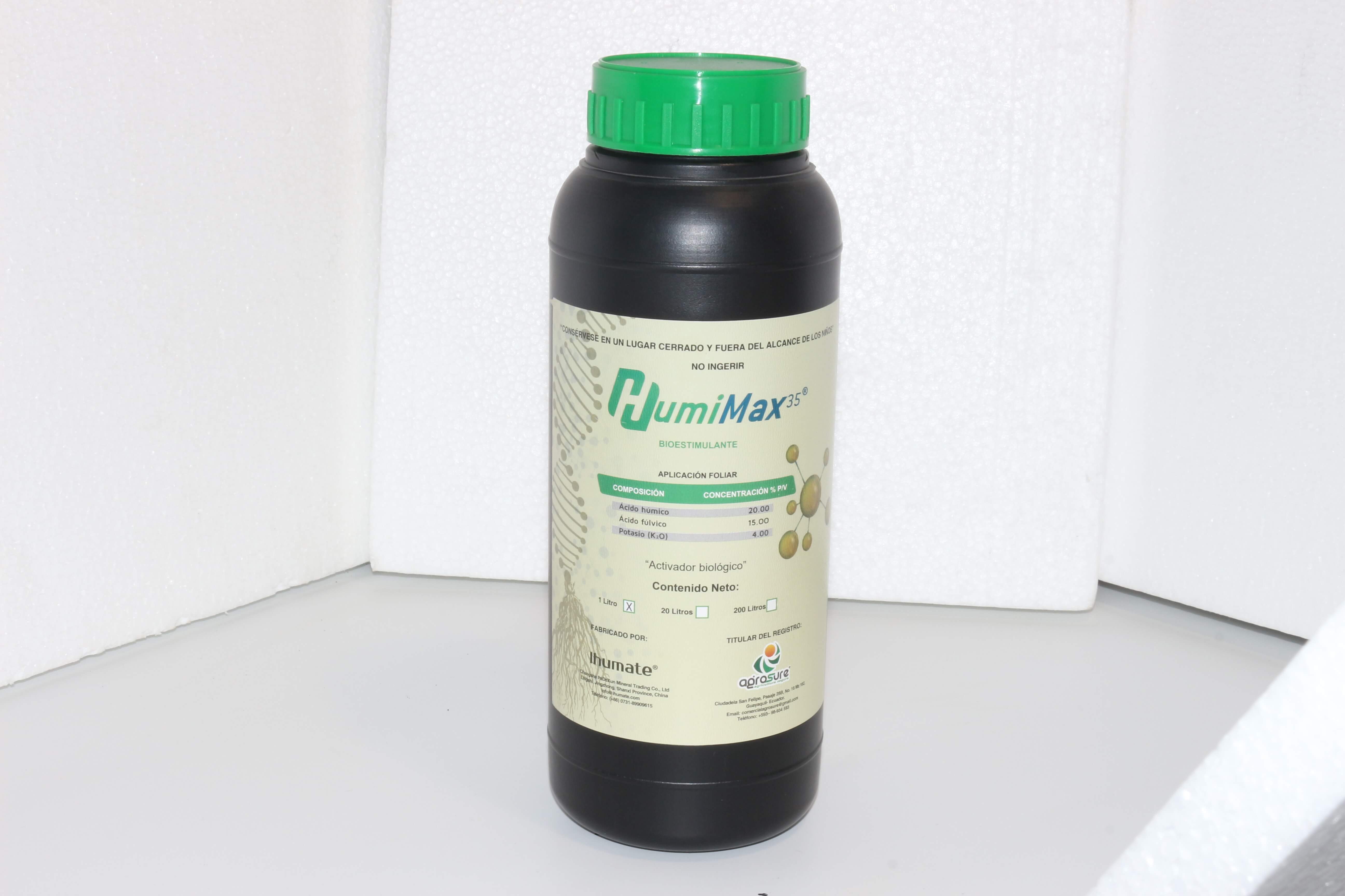 Ihumate Potassium Humate Liquid packaging label details, clear marking, 1L/20L professional packaging, supports global export OEM and bulk customization