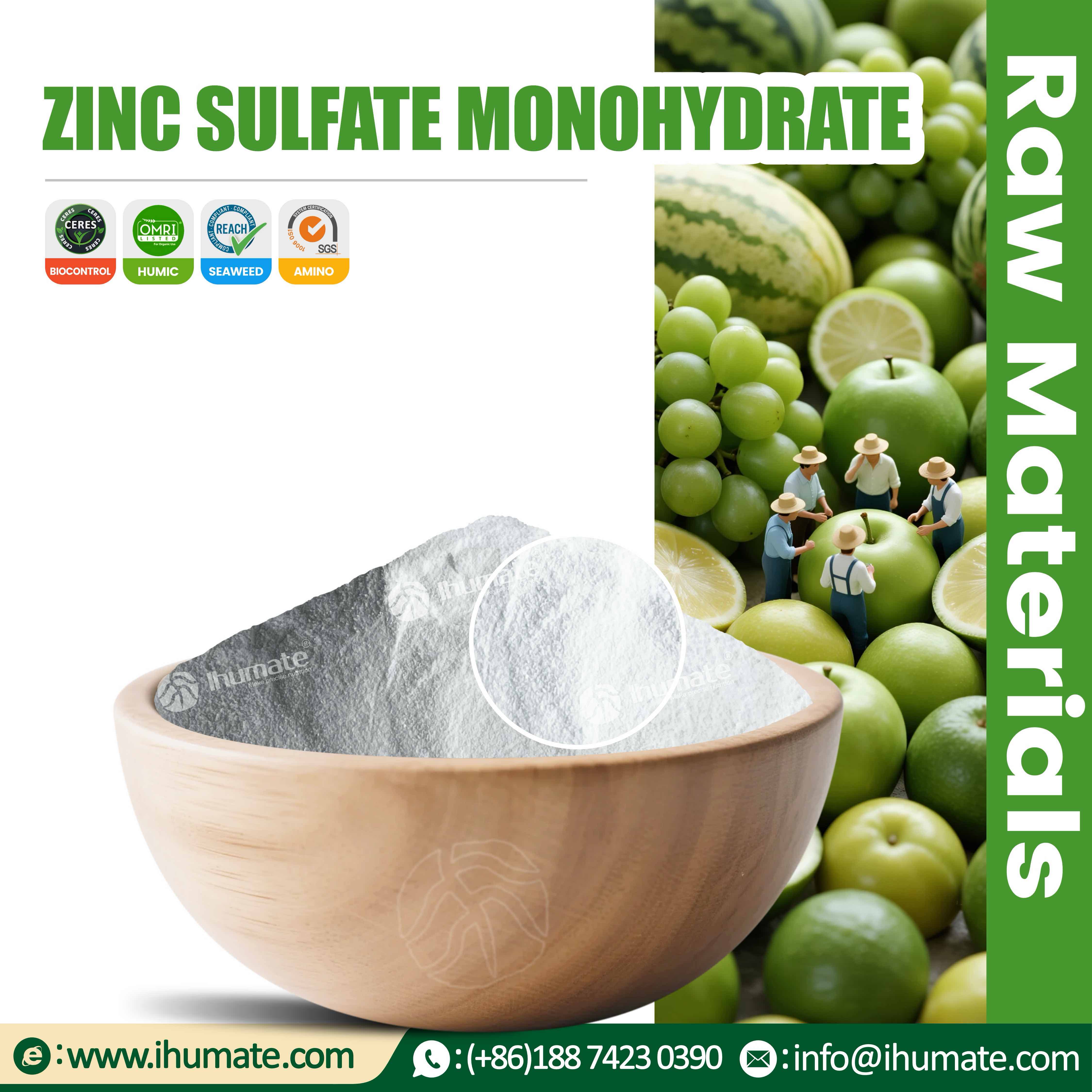 Ihumate premium agricultural Zinc Sulfate Monohydrate white fully water-soluble zinc sulfur fertilizer raw material